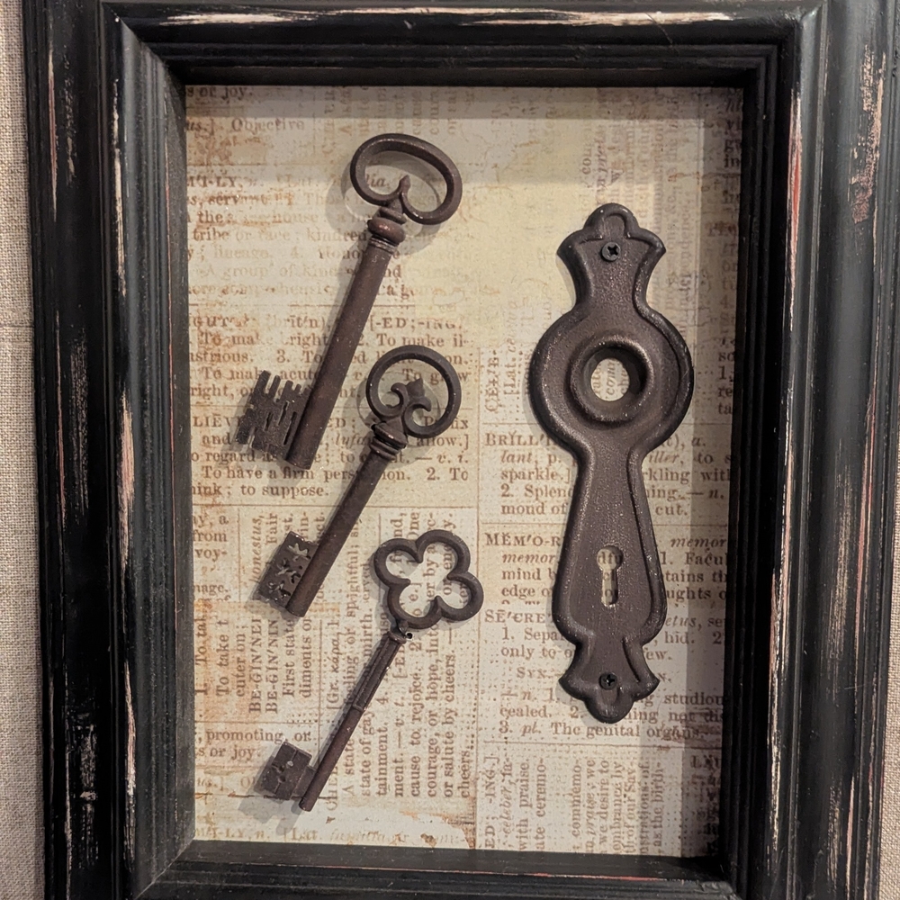Vintage Style Framed Skeleton Keys Decor